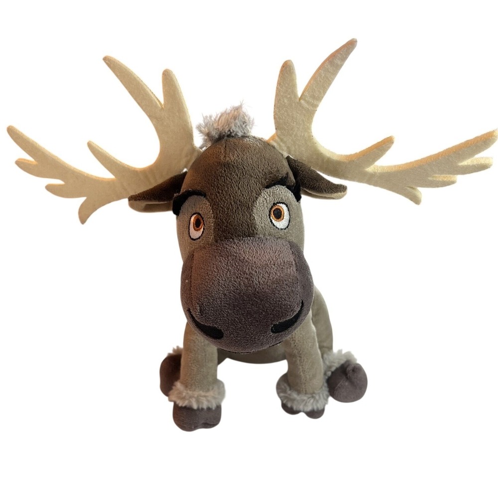 Disney Frozen Sven Reindeer Plush Stuffed Animal Just Play 8 inch Brown Reindeer